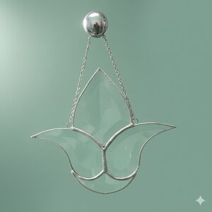 Vtg. Beveled Lead Glass Lotus Flower Suncatcher - Prism Window Hanging 7.5"